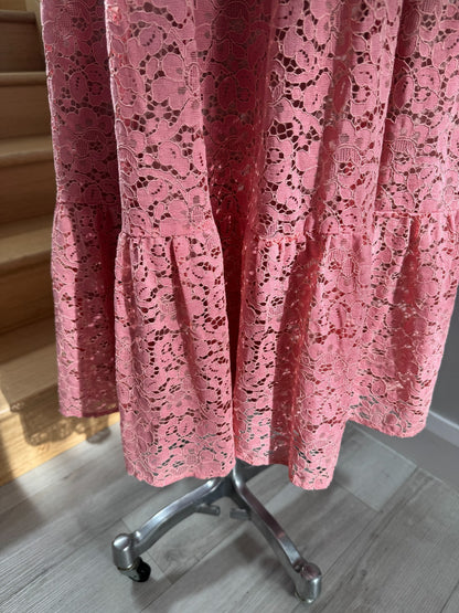 City Chic Sweet Kiss Dress pink lace overlay Lined Plus Size 14 RRP $140 As New