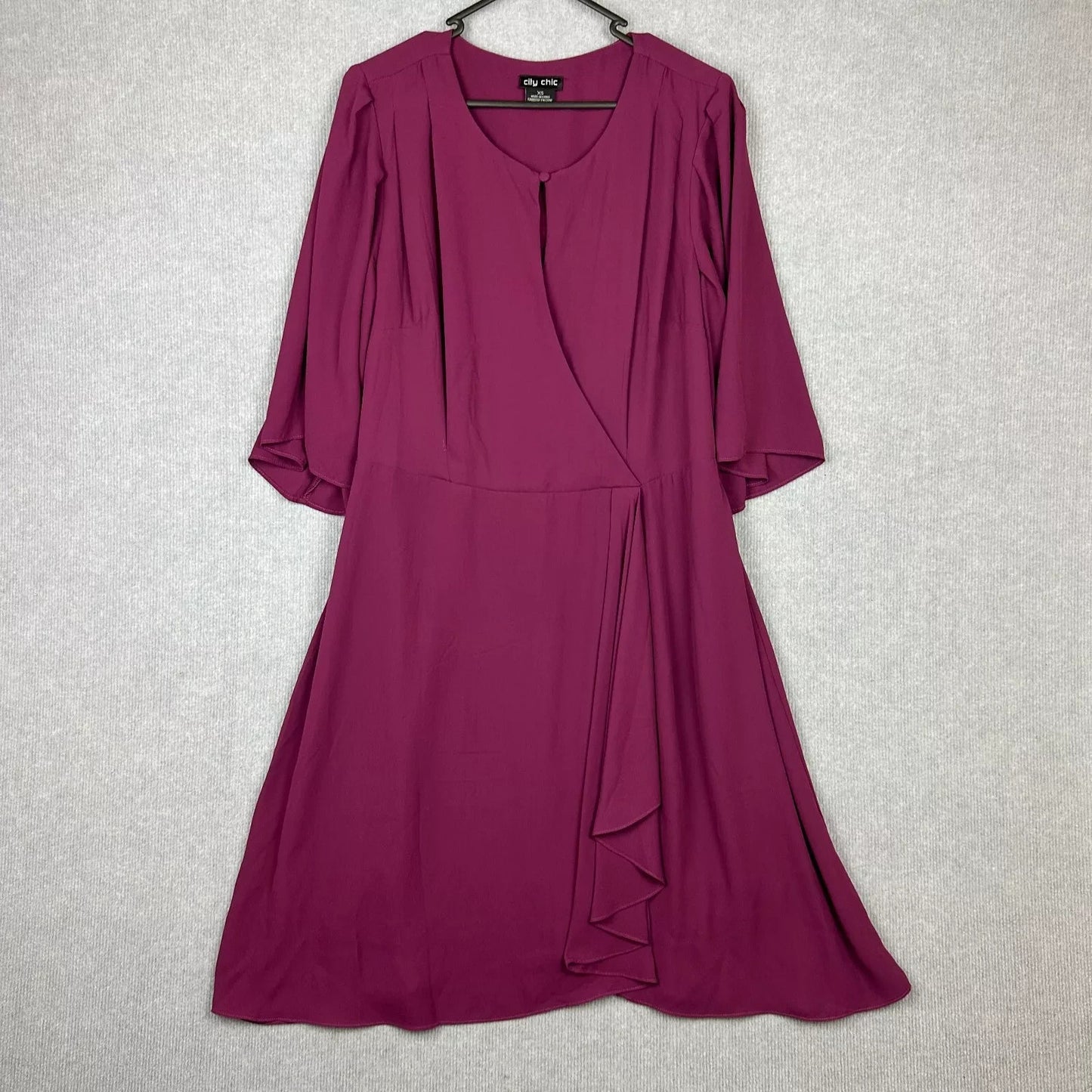 🌹 City Chic Women’s Jolie Wrap Dress – Wine – Size S Plus 16 RRP: $120 NEW