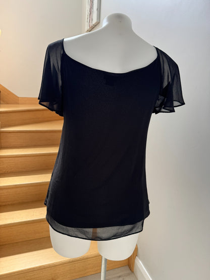 City Chic Black Lace-Up Chiffon Top Fully lined Plus Size 14🖤 Perfect day/night