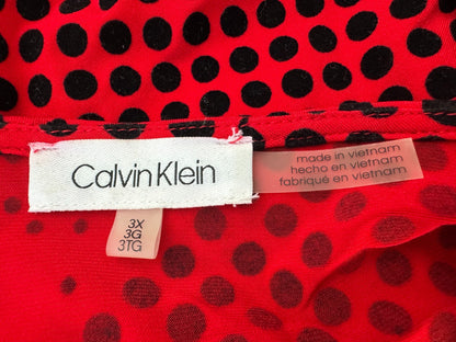 ❤️ Calvin Klein Red Polka Dot Top Plus Size 3X (22-24) Stretch Statement Piece