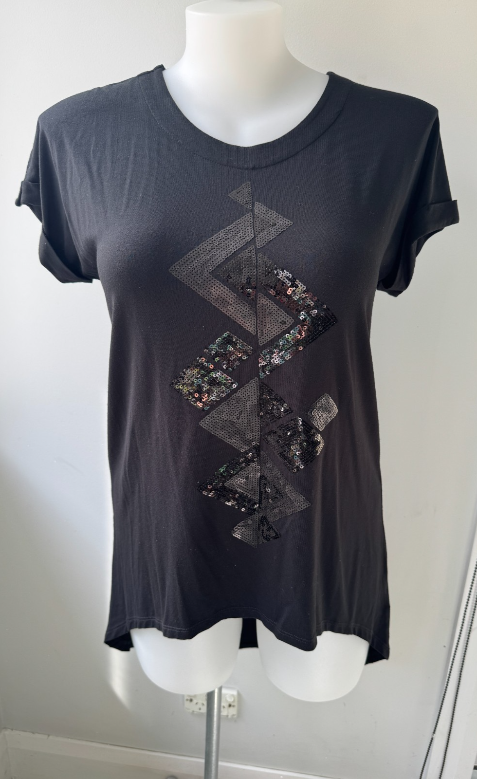 Taking Shape Embellished Sequin T-shirt in Black Plus Size XXS 12-14🖤Stunning🖤