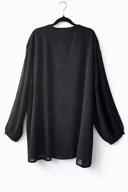 My Size Beaded Front Top Plus Size XL 22-24  Black long Sleeve Top New RRP $100