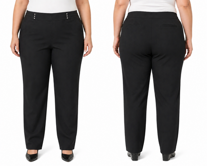 Autograph Black Pants Size 28 Full Length Stud Trim Stretch Plus NWT RRP $100