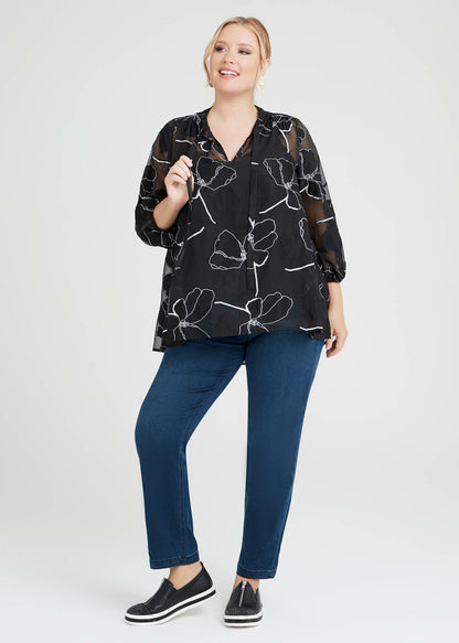 Taking Shape Midnight Poppy Chiffon Top Plus Size 14 New RRP 159
