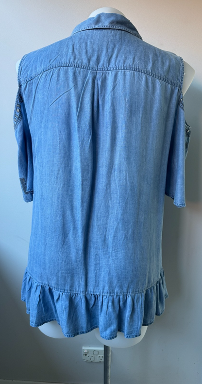 Taking Shape Virtuelle Lyocell Shirt – Plus Size 14 Cold Shoulder Sequin Detail