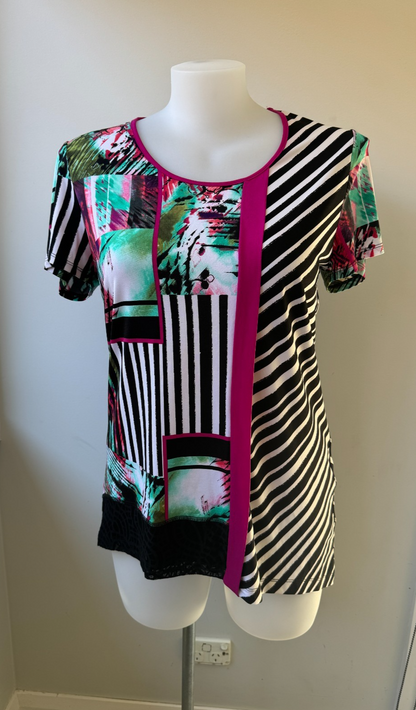 TS TAKING SHAPE Black/Pink/White/Green Geometric TOP SIZE XS=14/16