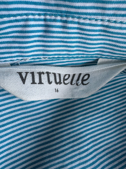 Taking Shape Cotton Stripe Boyfriend Shirt Plus Size 16 Blue Colour Block Button