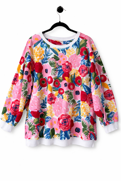 🌸 Taking Shape Cotton Floral Sweatshirt Plus Size 28 Bright Print  🌸  As New