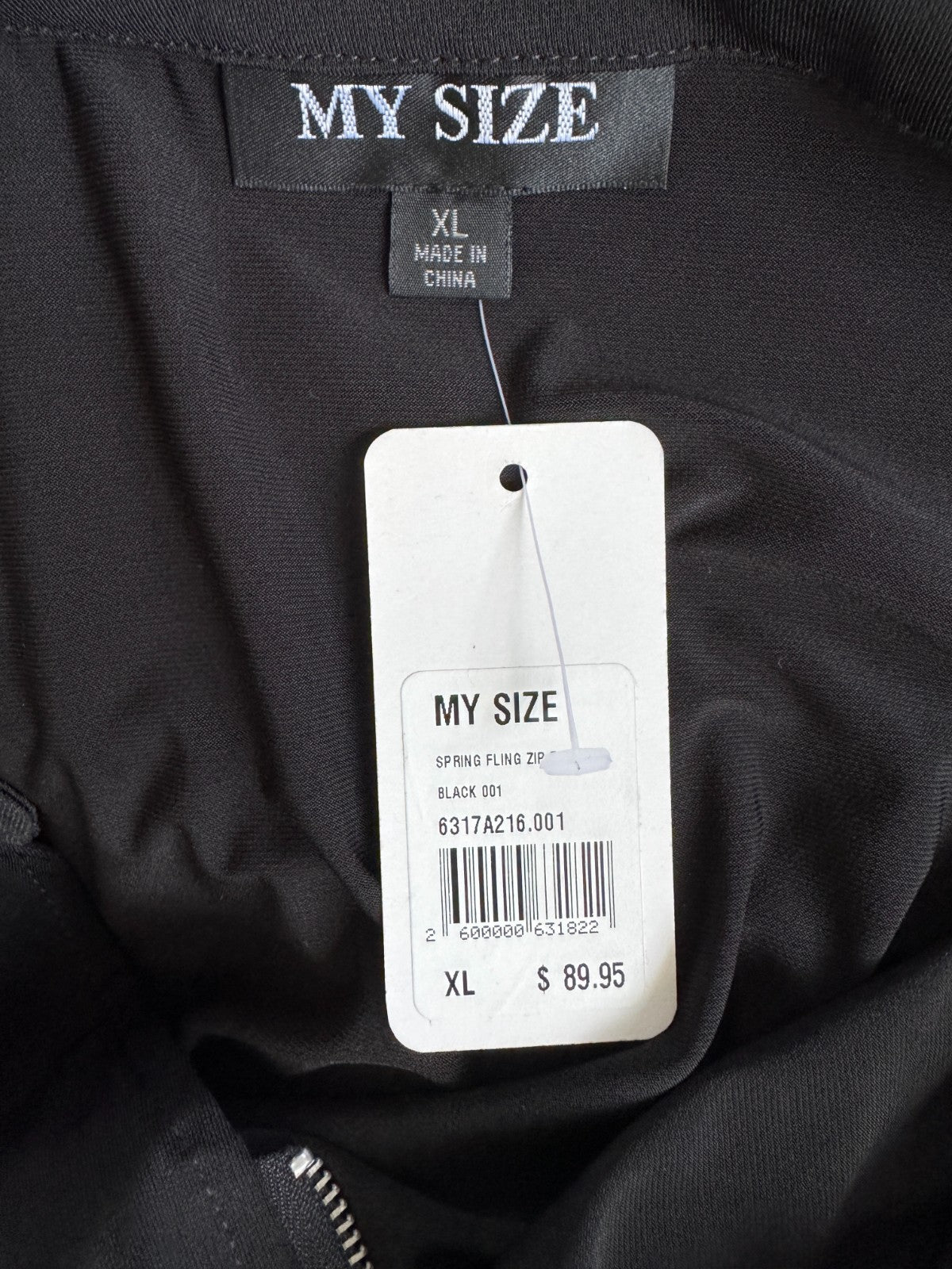My Size Spring Fling Zip Top XL 24+26  Black 3/4 Sleeve Stretch Top New RRP $90