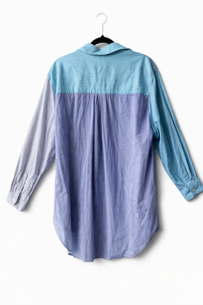 Taking Shape Cotton Stripe Boyfriend Shirt Plus Size 16 Blue Colour Block Button