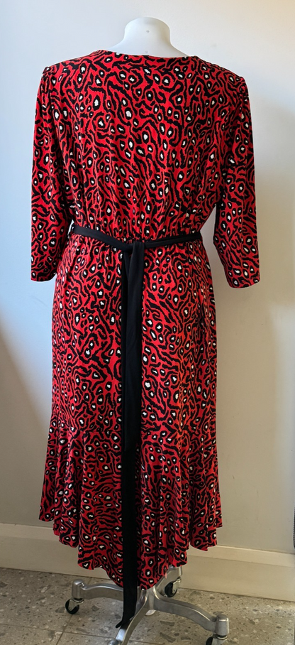 TAKING SHAPE Womens Animal Print Wrap Dress Red & Black Size 24🖤❤️RRP $170🖤❤️