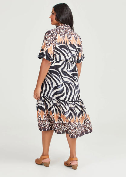 TS Taking Shape "Wild Ways" Natural Tier Midi Dress Size 24 🖤 RRP $189.99 🖤