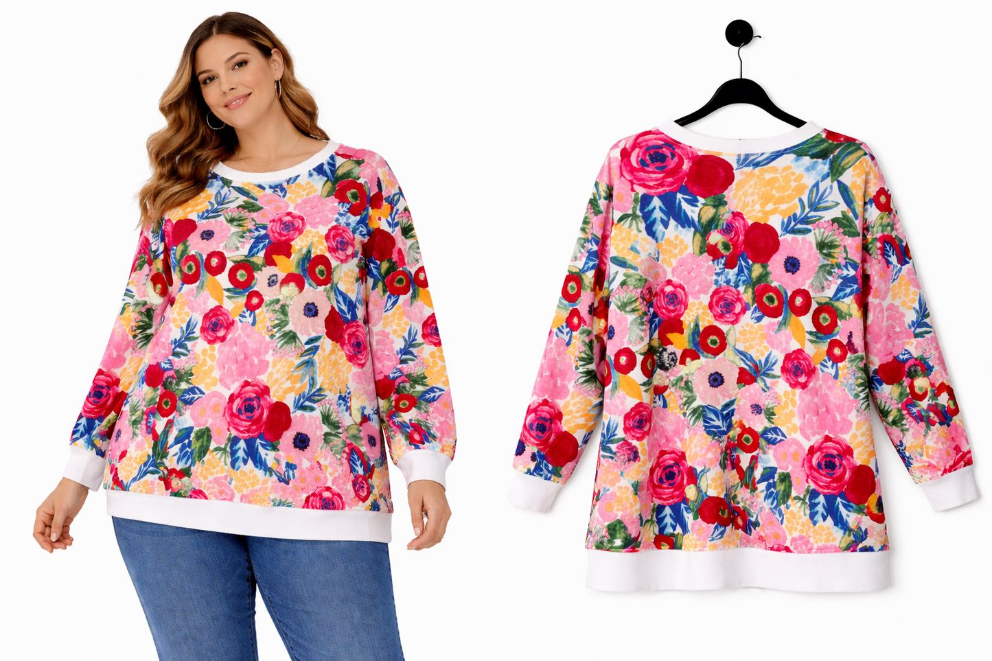 🌸 Taking Shape Cotton Floral Sweatshirt Plus Size 28 Bright Print  🌸  As New