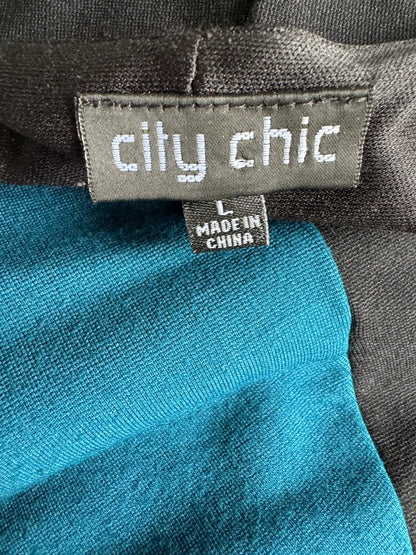 City Chic Plus Size Black/Green Dress Size L (Approx AU 20) Sleeveless – Stretch