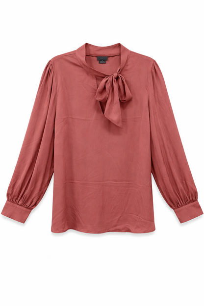 🌸 City Chic Chiffon Bow Blouse Plus Size M (18) Dusty Rose Elegant Long Sleeve