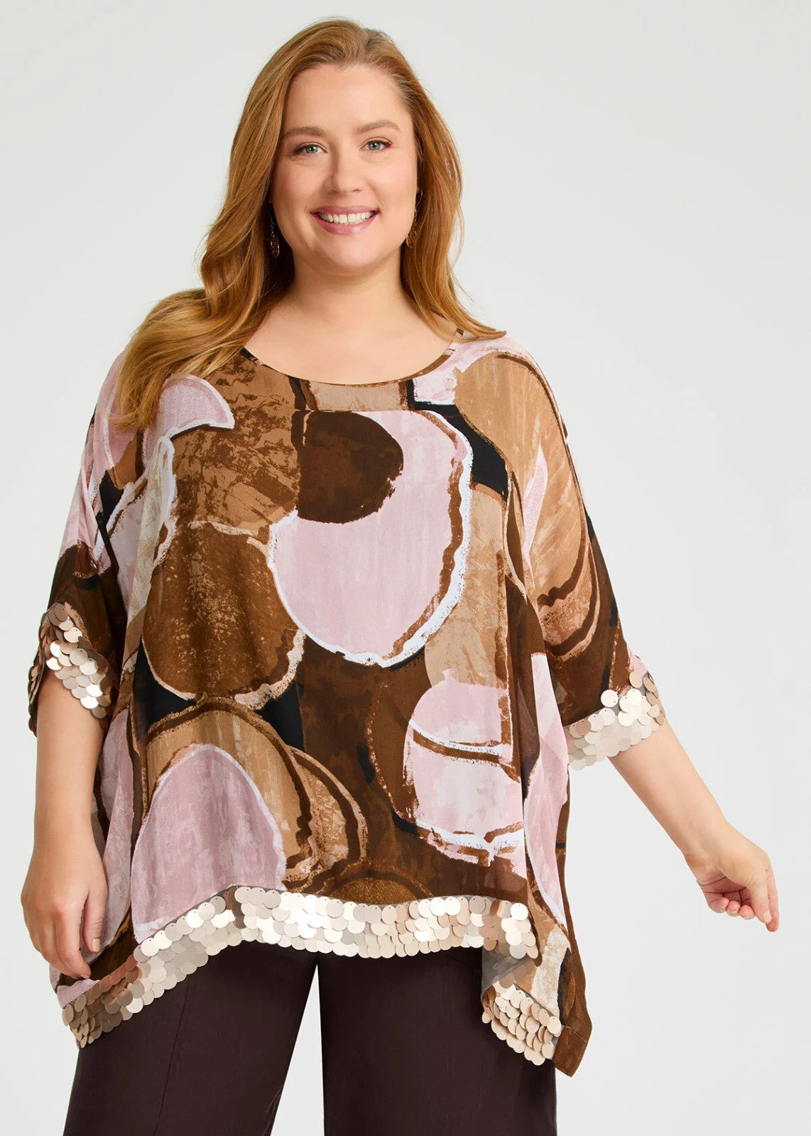 Taking Shape Sheer Bliss Natural Top with Sequins Plus Size 20 New RRP $160