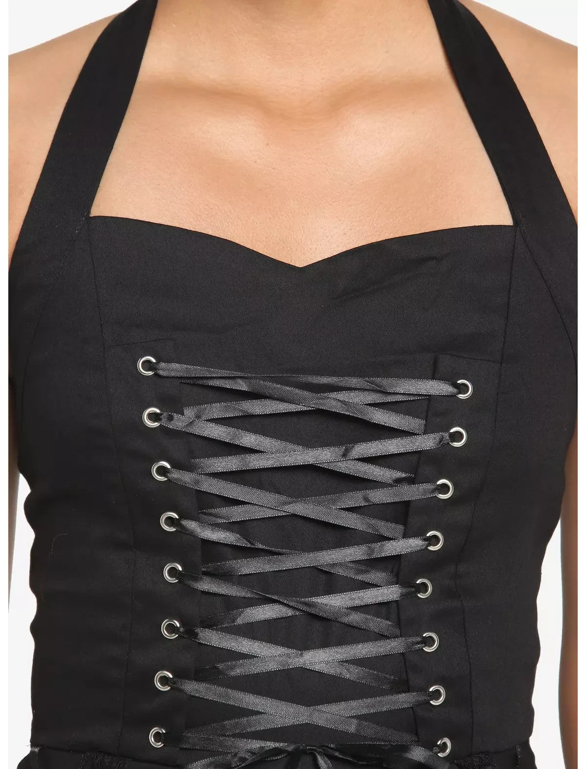 Hearts & Roses London Black Gothic Tiered Halter Dress 14 As New