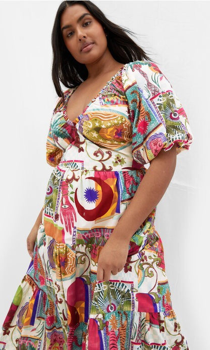 City Chic Simona Print Cotton Dress Size 20 L As New Stunning  ⭐RRP $160 ⭐