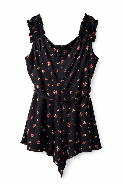 City Chic Black Mini Floral Playsuit - Plus Size XL 22 - RRP $150 🖤 Stunning 🖤