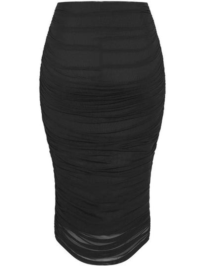 City Chic Isabell Ruched Midi Skirt in Black 3XL Plus size 26 New RRP $90