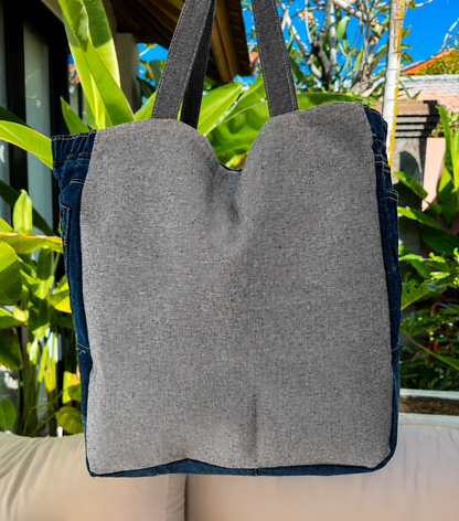 ⭐ Upcycled Denim Tote Bag “Exotic Soul” – Handmade Eco-Friendly -NEW