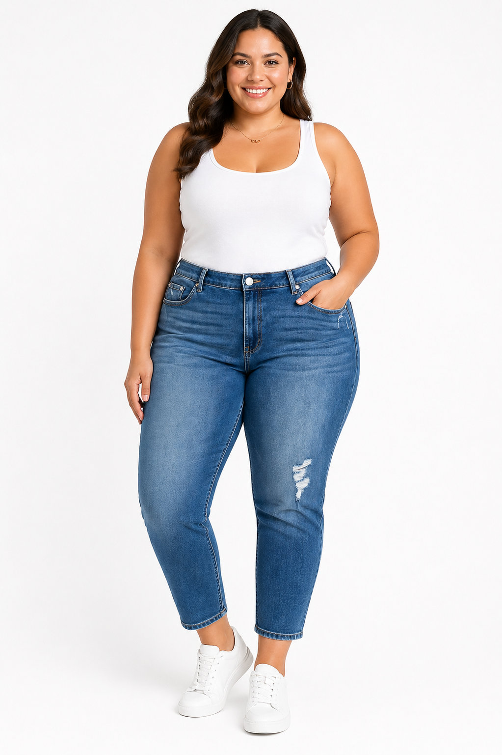 💙 BeMe 7/8 Length  Distressed Jeans Plus Size 28 Stretch Denim 💙New with Tag