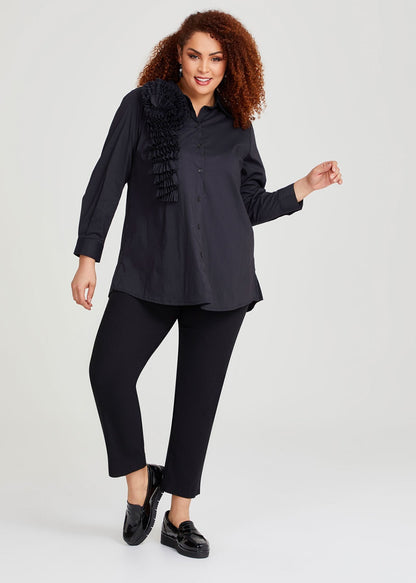 Taking Shape Cotton Rosette Shirt Black Plus Size 14 RRP $170 New
