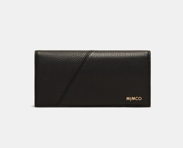 Mimco Black Leather Drift Large Zip Wallet As New rrp $199 Genuine Leather