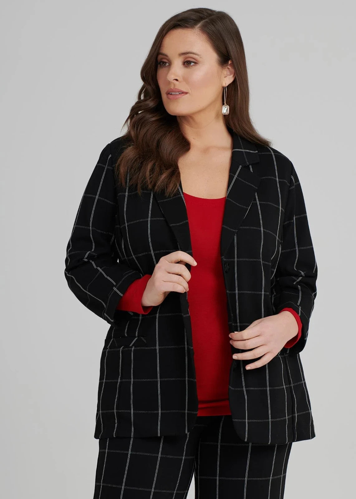 Taking Shape Bristol Blazer in Black/White Ponte with pockets 20-22 New RRP $199