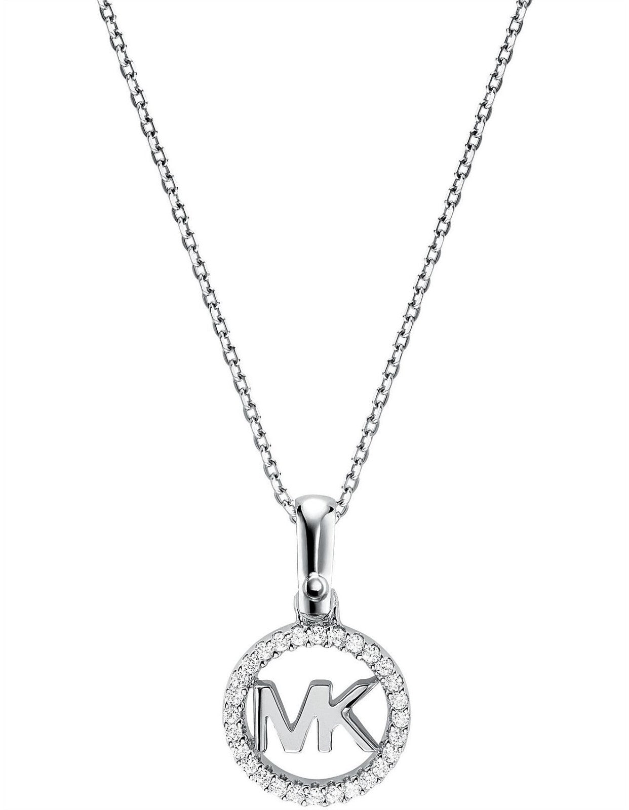 Michael Kors MK Sterling Silver & Zirconia Necklace New RRP $295 Genuine