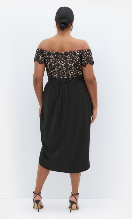 City Chic Lace Glamour Midi Dress - black as New - Plus Size 16 -  RRP $200