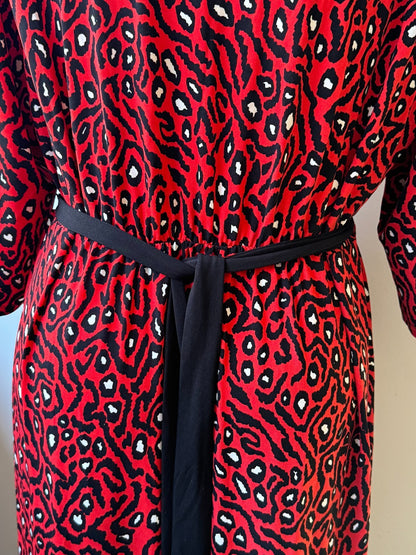 TAKING SHAPE Womens Animal Print Wrap Dress Red & Black Size 24🖤❤️RRP $170🖤❤️