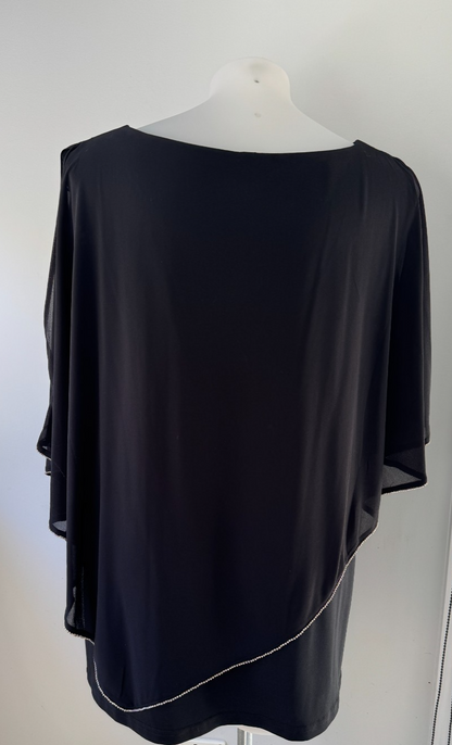 Taking Shape Plus Size Diamanté Chiffon Overlay Top XL 22–24 Black Evening Top