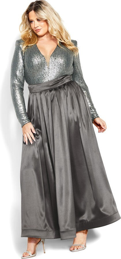 CITY CHIC Rosalie Luxe Maxi Sequin S/Split Dress Plus Sz XL/22 🖤 RRP $499.95 🖤