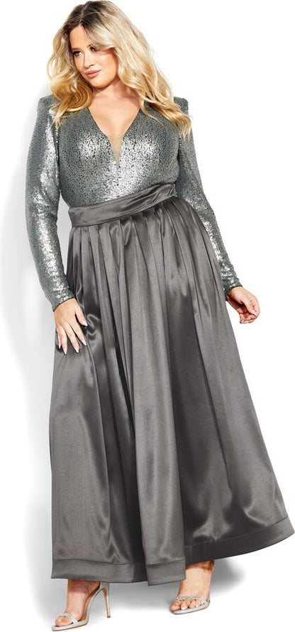 CITY CHIC Rosalie Luxe Maxi Sequin S/Split Dress Plus Sz XL/22 🖤 RRP $499.95 🖤