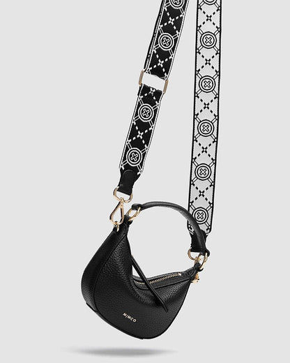 Mimco Crossbody MIM-GRAM WEBBING Bag Strap BNWT Black & white,  Gold RRP $59.95