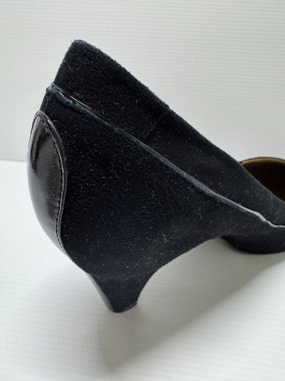 Stylish Black Patent  Black Leather and Suede Shoes Pumps Size 8.5 Aus 39 Eu