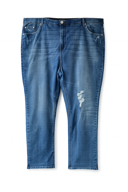 💙 BeMe 7/8 Length  Distressed Jeans Plus Size 28 Stretch Denim 💙New with Tag
