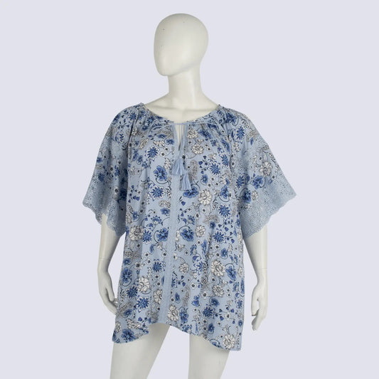 BeMe 🌸 Boho Floral Viscose Linen Top – Size 16 – NEW with Tags 🌸. RRP $80