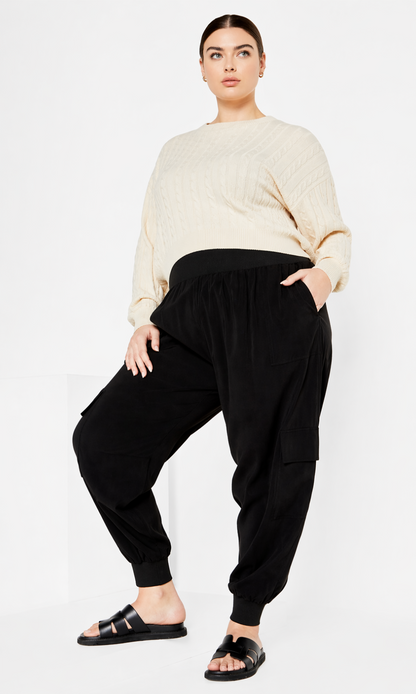 City Chic Kenia Cargo Pant – Black | Plus Size 24 | Elevated Essentials RRP $120