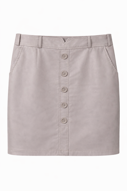 City Chic Skirt Plus Size XL 22 Tan Faux Leather Button Front Fully Lined As New