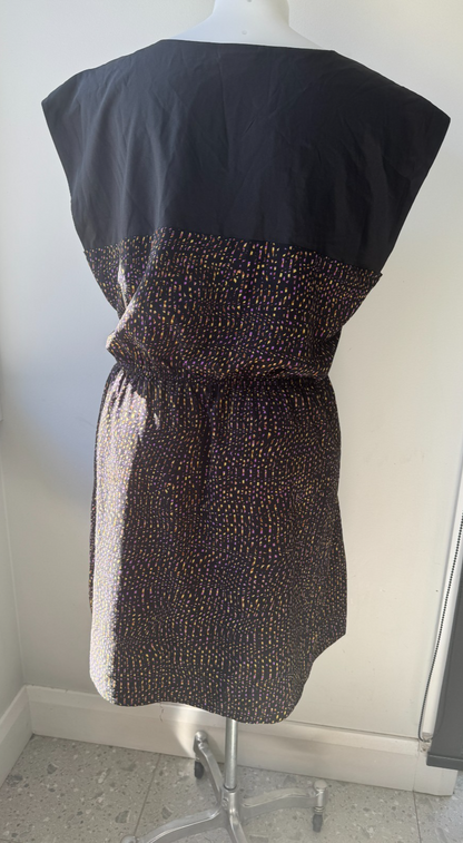 City Chic Slip On Summer Dress Black Purple & Yellow Size L Plus 20 light & Cool
