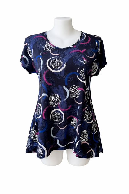Taking Shape Blue Black Purple Easycare Top XXS Plus Size 12-14 No Iron