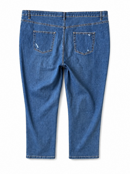 💙 BeMe 7/8 Length  Distressed Jeans Plus Size 28 Stretch Denim 💙New with Tag