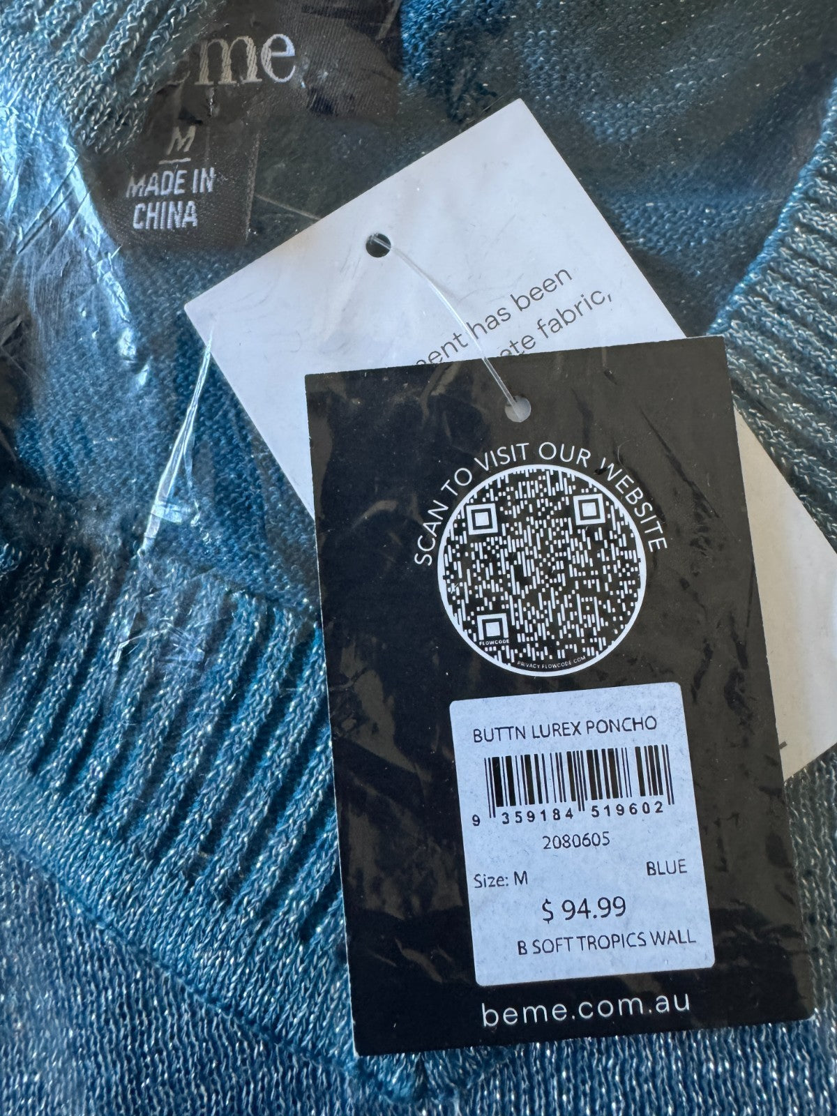 BEME Lurex Long Sleeve Knit Top Plus Size 22 (XL) Blue New RRP $95 🌟 Stunning🌟