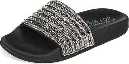 Skechers Cali Everyday Glam Black diamanté Slides US 10 New without Box RRP $80