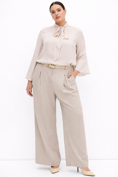 City Chic Mahalia Neck Tie Top - champagne XXL Plus size 24 New RRP $95