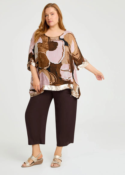 Taking Shape Sheer Bliss Natural Top with Sequins Plus Size 22 New RRP $160