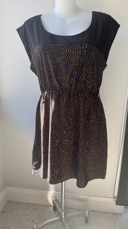 City Chic Slip On Summer Dress Black Purple & Yellow Size L Plus 20 light & Cool