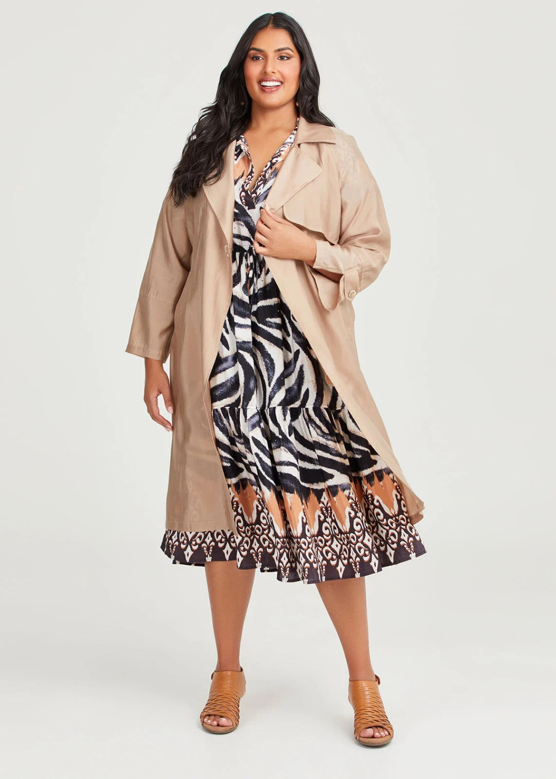 TS Taking Shape "Wild Ways" Natural Tier Midi Dress Size 24 🖤 RRP $189.99 🖤
